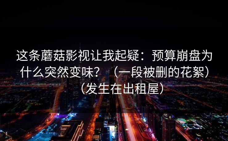 这条蘑菇影视让我起疑：预算崩盘为什么突然变味？（一段被删的花絮）（发生在出租屋）
